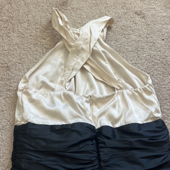 Alexia Admor Silk Cocktail Mini Dress Flower Black White Pockets Size M - Picture 6 of 8